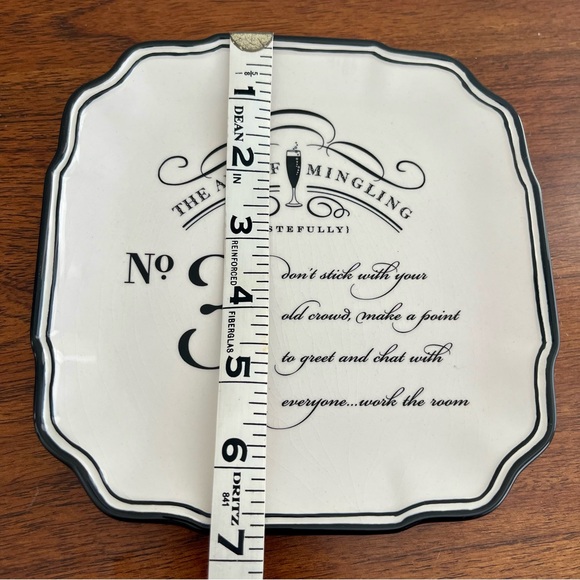 Appetizer Plates Set of 4 Grasslands Road 6.5" x 6.5" Black & White Square New - Picture 5 of 5